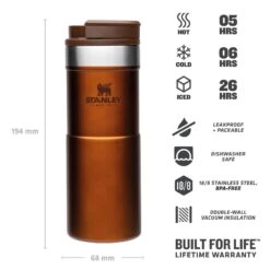 Stanley 10-09855-010 The NeverLeak Travel Mug Maple 0,35l -Outdoor Ausrüstungs Geschäft 0df0b7f7cf1b94990a37e970ffbd5163