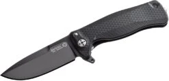 Lionsteel SR FLIPPER BLACK Aluminum Knife, RotoBlock, Chemical Black Blade Sleipner SR22A BB