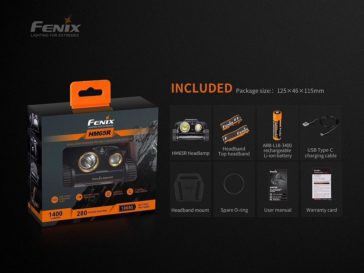 Fenix HM65R Rechargeable Headlamp (1400lm) HM65R3400 4 Fenix HM65R Rechargeable Headlamp (1400lm) HM65R3400 – Bild 4