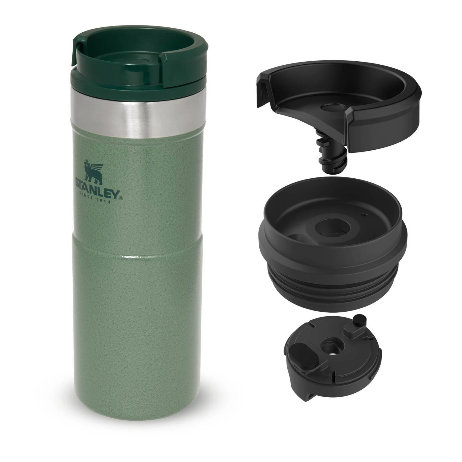 Stanley 10-09855-006 The NeverLeak Travel Mug Hammertone Grün 0.35l 2 Stanley 10-09855-006 The NeverLeak Travel Mug Hammertone Grün 0.35l – Bild 2
