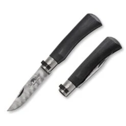 Old Bear BLACK LAMINATED Handle, Satined Stainless DAMASCUS DS93X Blade ("L" Size) 9305/21_MNK